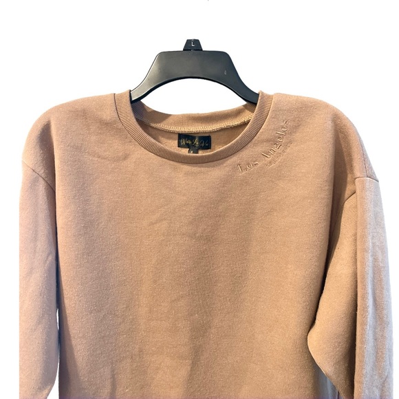 Tan Los Angeles Stitching Crew Neck Sweatshirt - Picture 3 of 4